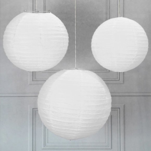 Multi-Size Paper Lanterns, White - Set of 6 - Picture 1 of 2